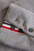 Grey Wool Plain Overcoat - Men's