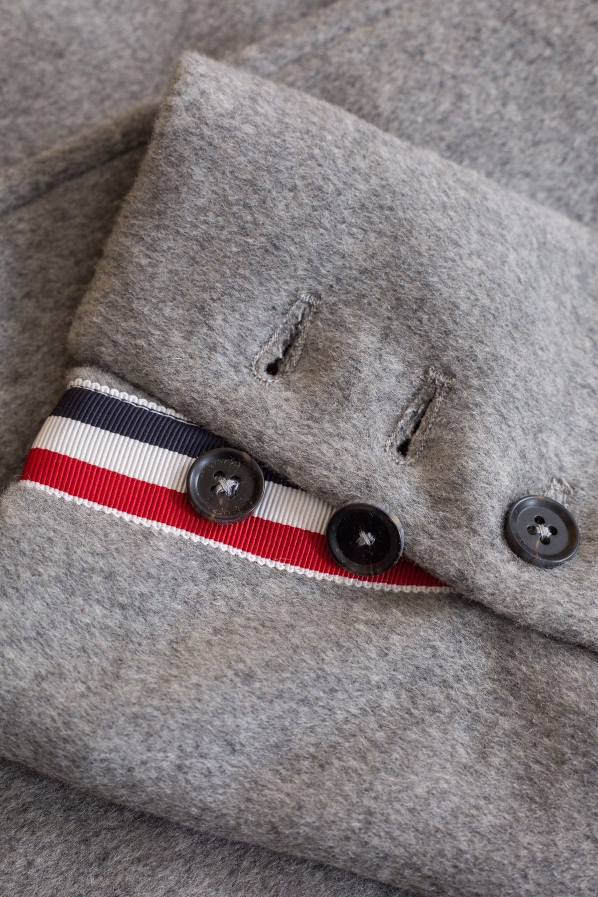 Grey Wool Plain Overcoat - Men's