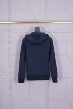 Marineblaue Baumwoll-Reißverschlussjacke mit Streifenmuster für Herren