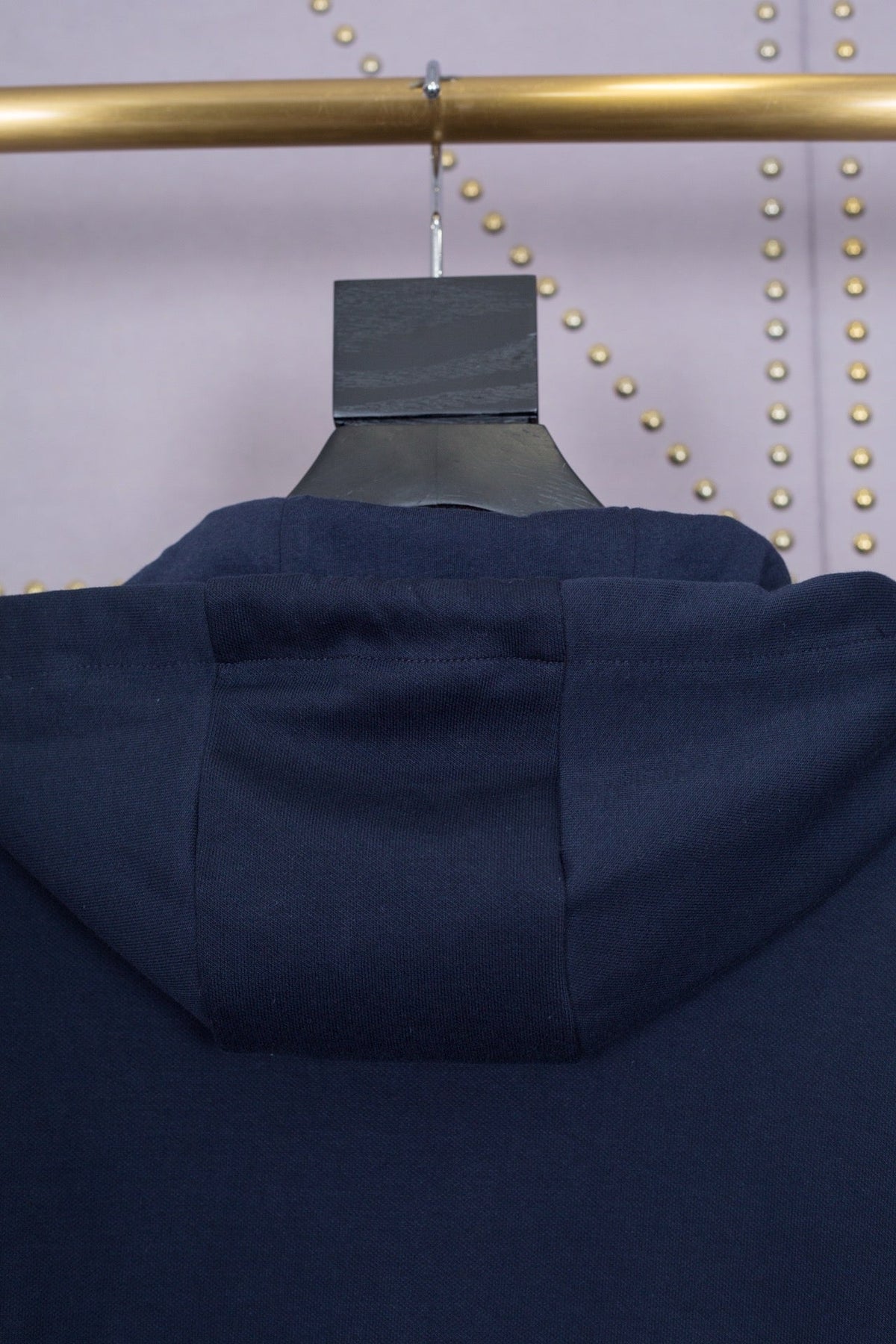 Marineblaue Baumwoll-Reißverschlussjacke mit Streifenmuster für Herren