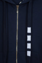 Marineblaue Baumwoll-Reißverschlussjacke mit Streifenmuster für Herren