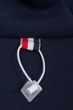 Marineblaue Baumwoll-Reißverschlussjacke mit Streifenmuster für Herren