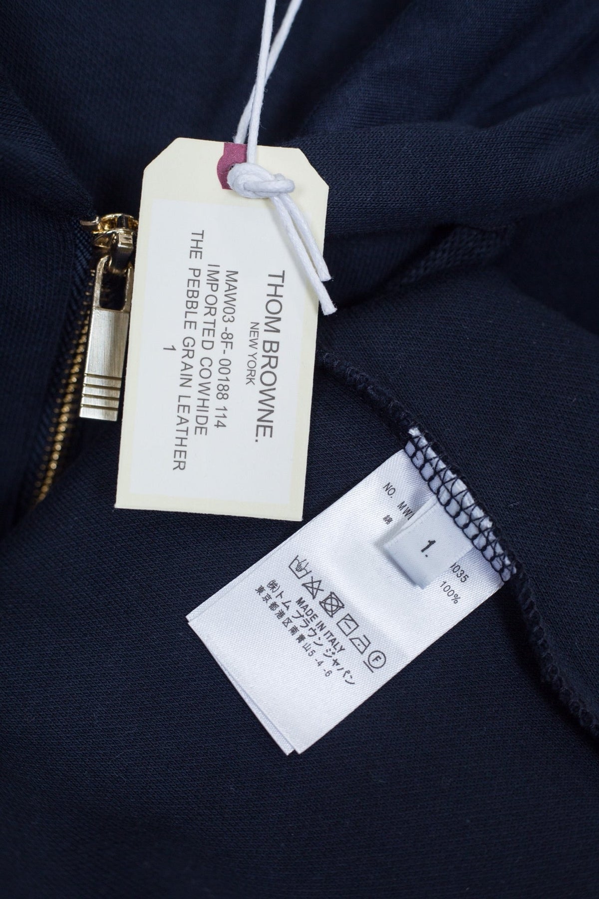 Marineblaue Baumwoll-Reißverschlussjacke mit Streifenmuster für Herren
