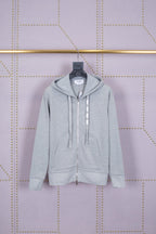 Marineblaue Baumwoll-Reißverschlussjacke mit Streifenmuster für Herren