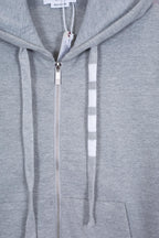 Marineblaue Baumwoll-Reißverschlussjacke mit Streifenmuster für Herren