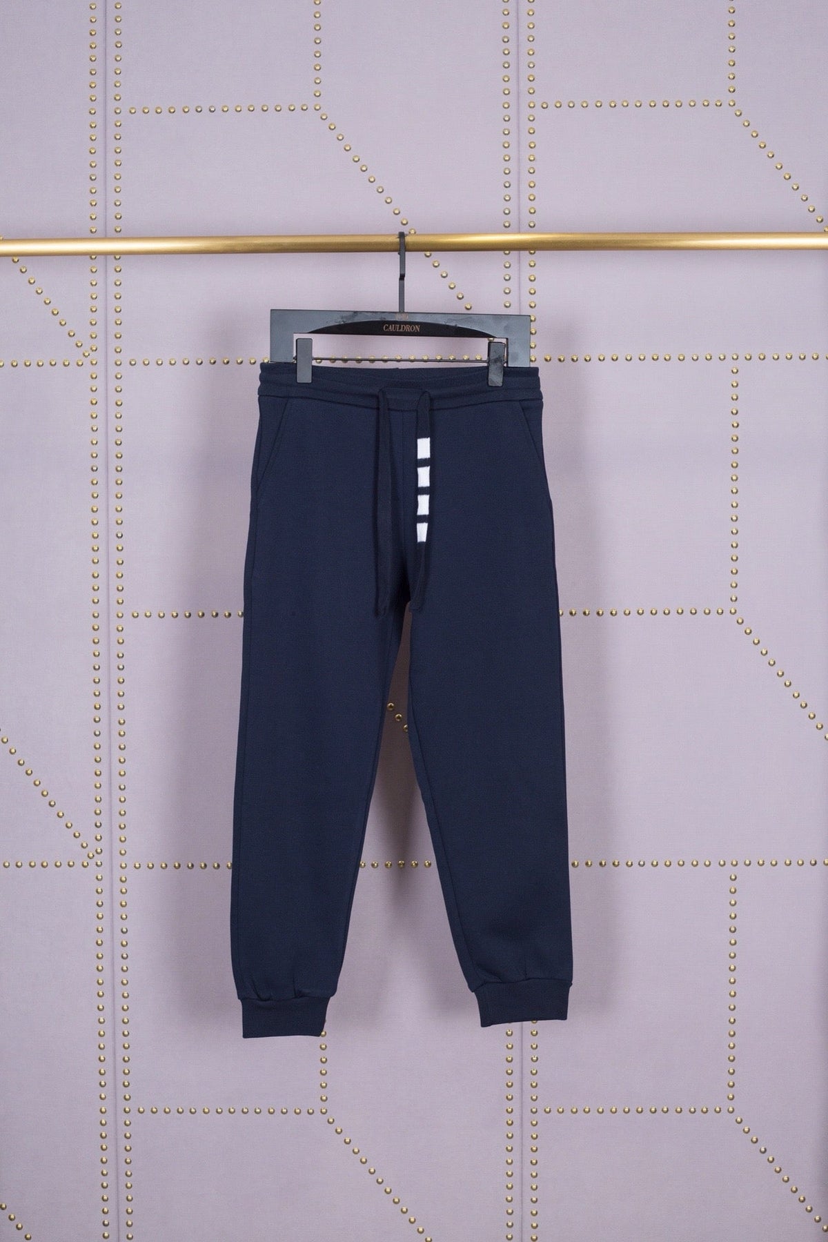 Grey Cotton Plain Joggers - Men's