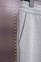 Grey Cotton Plain Joggers - Men's