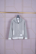 Grey Cotton Plain Zip-Through - Men's