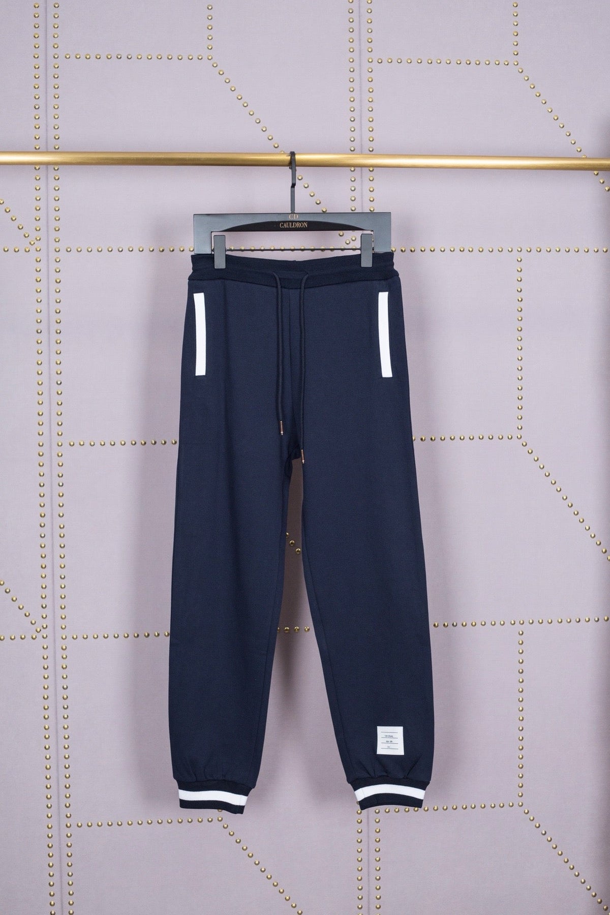 Grey Cotton Contrast Stripe Joggers - Men's
