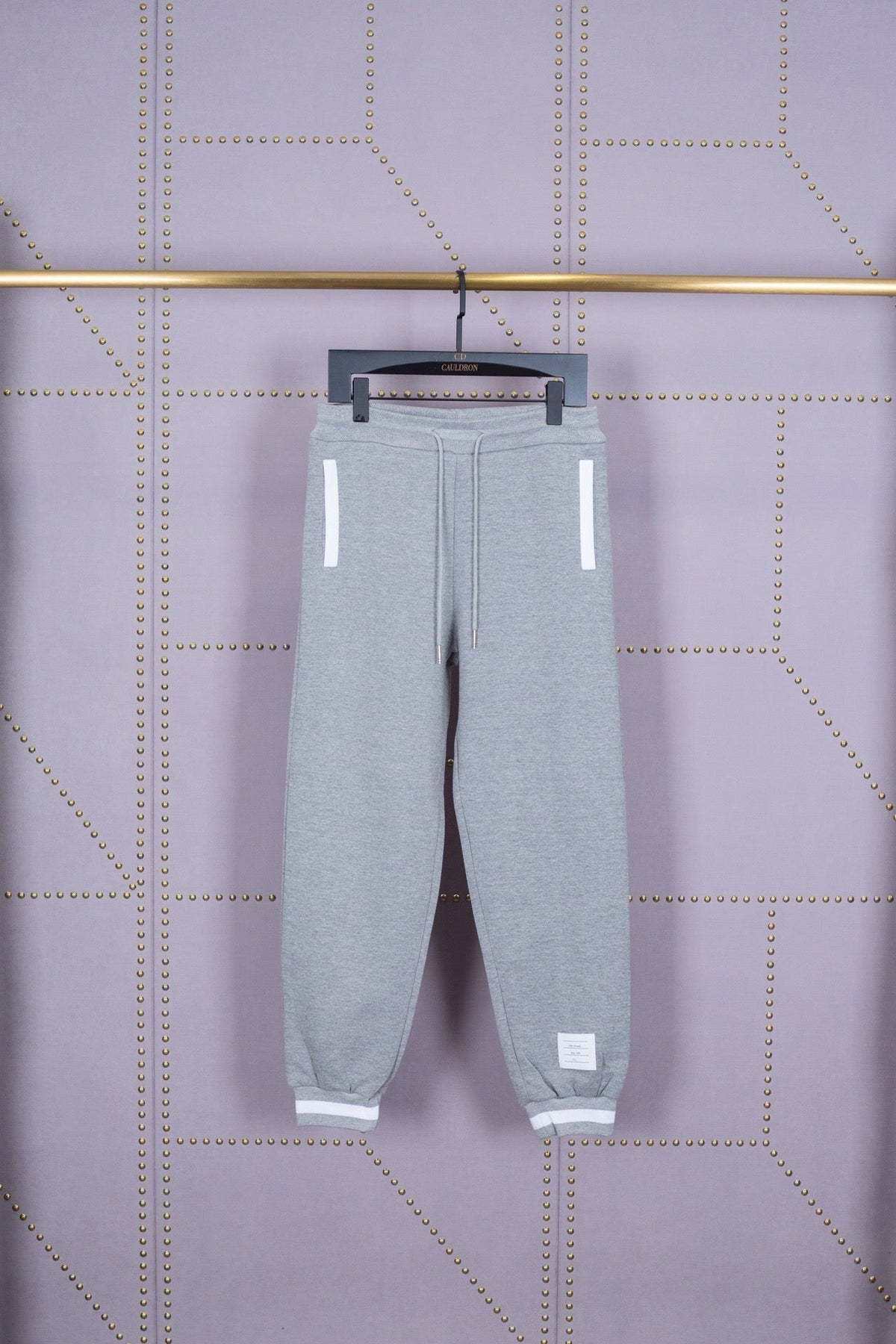 Grey Cotton Contrast Stripe Joggers - Men's