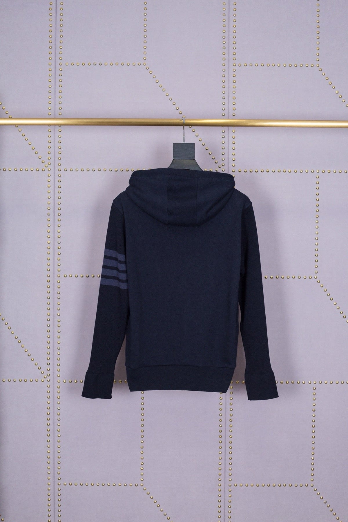 Grey Cotton Bar Stripe Pullover - Men's