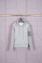 Grauer Baumwollpullover mit Streifen – Herren