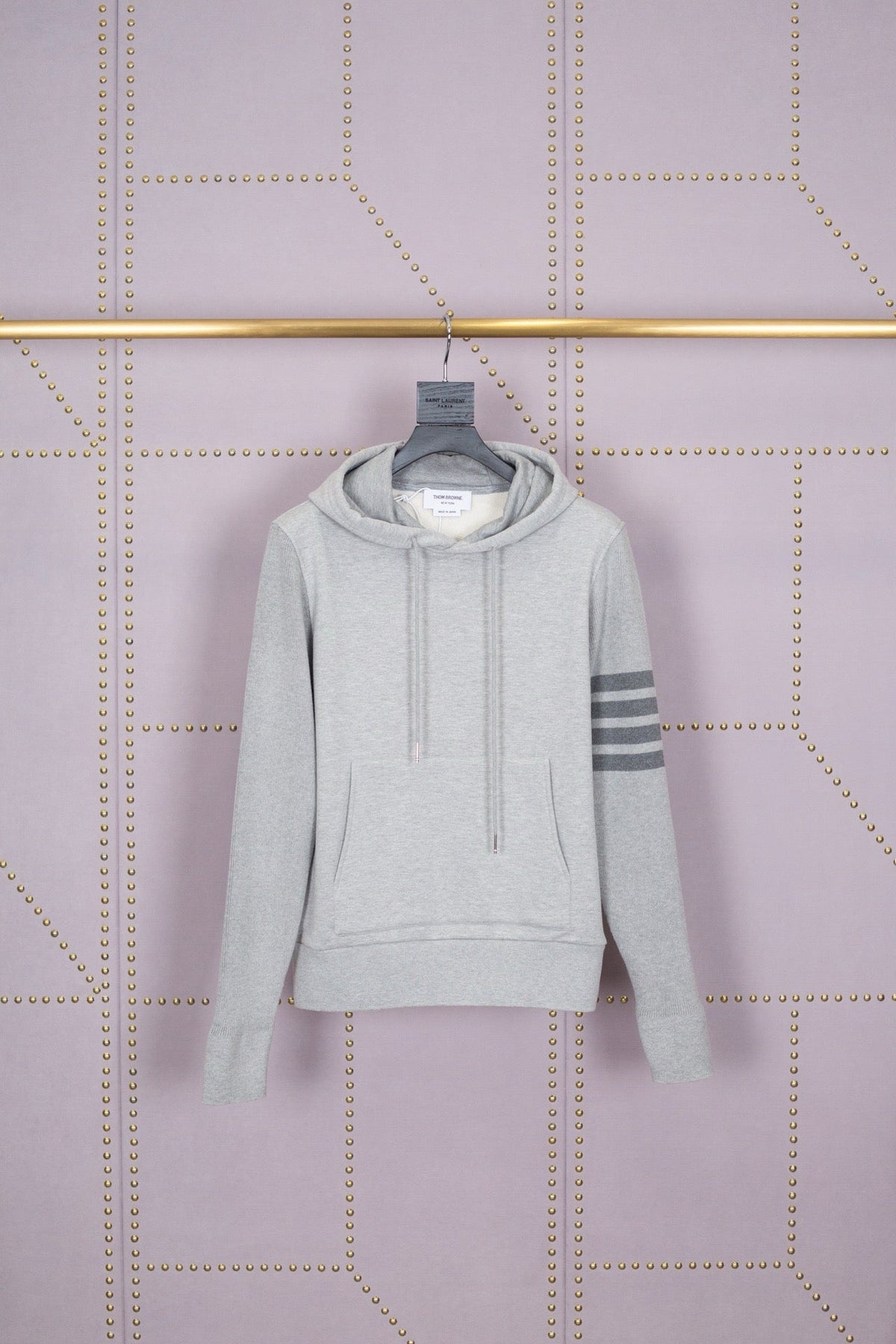 Grey Cotton Bar Stripe Pullover - Men's