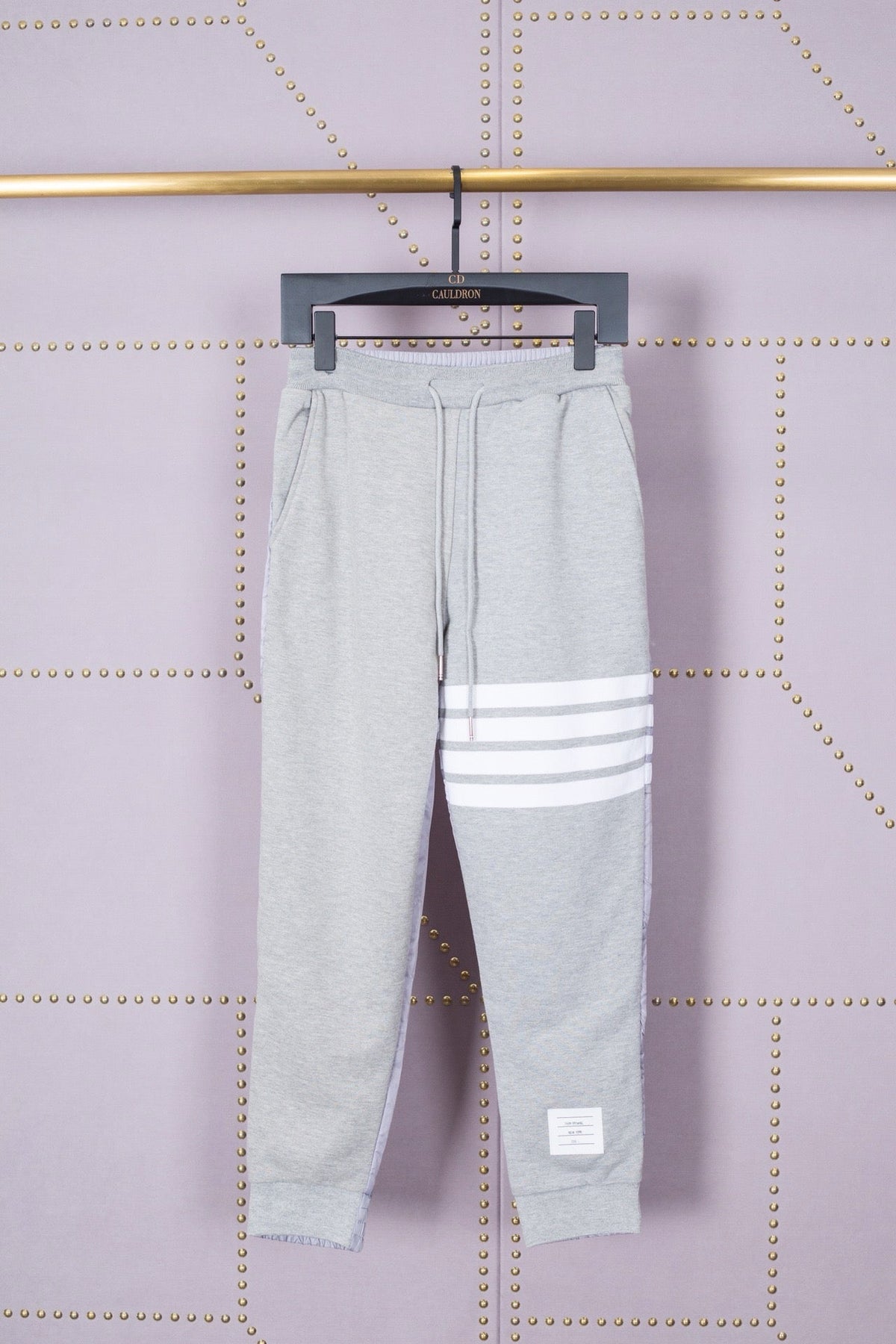 Grey Cotton Four-Bar Joggers - Men's