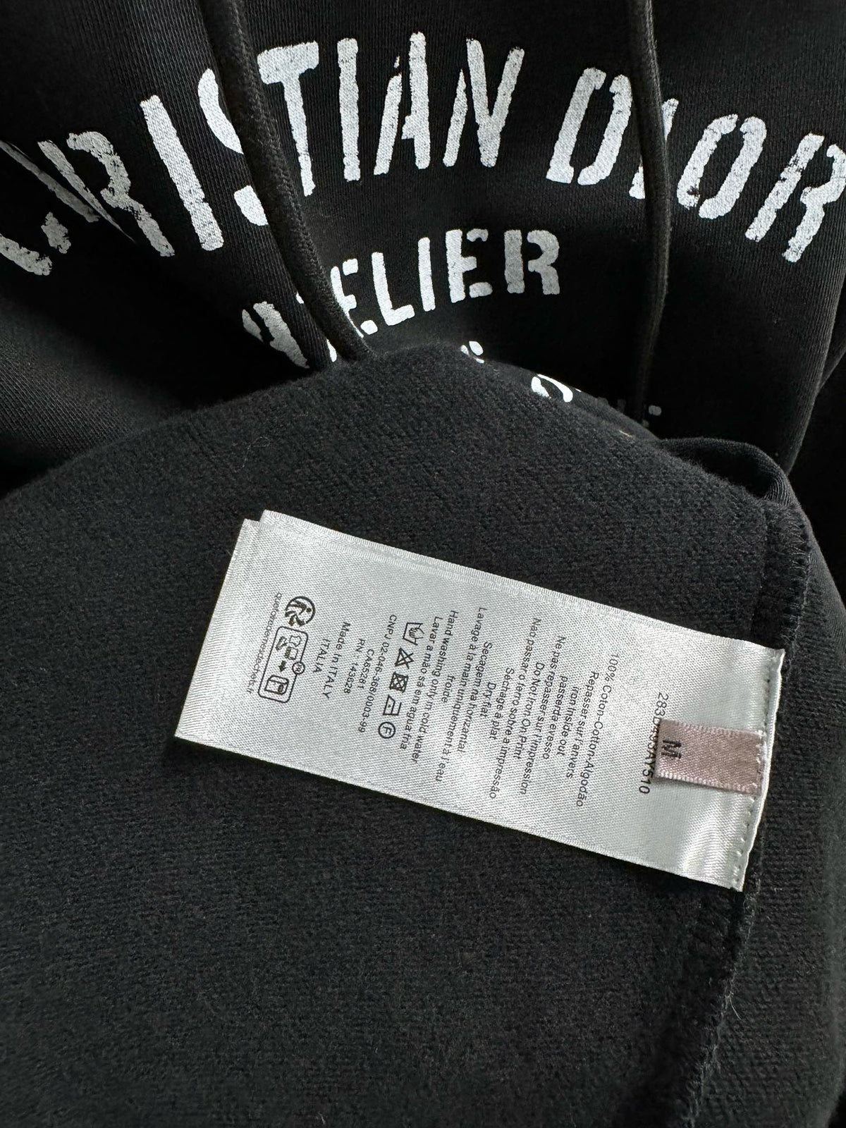 Schwarzer Baumwoll-Pullover mit Brustaufdruck – Herren