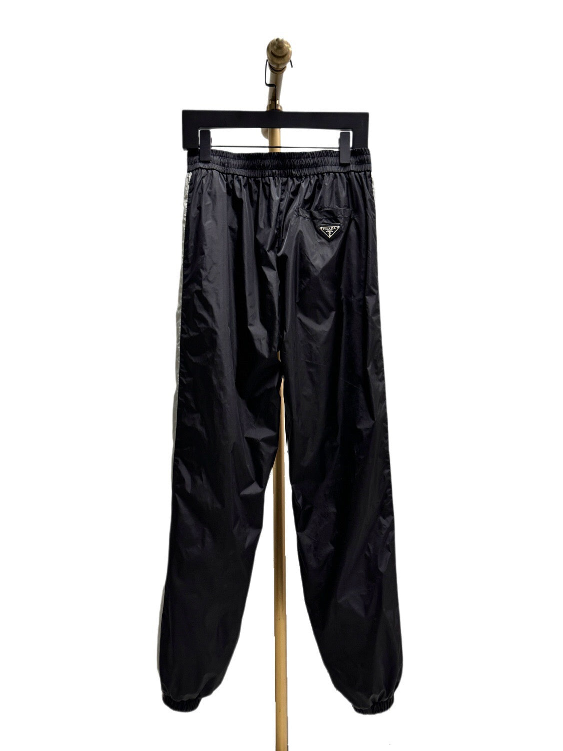 Black Nylon Side Stripe Joggers - Men's