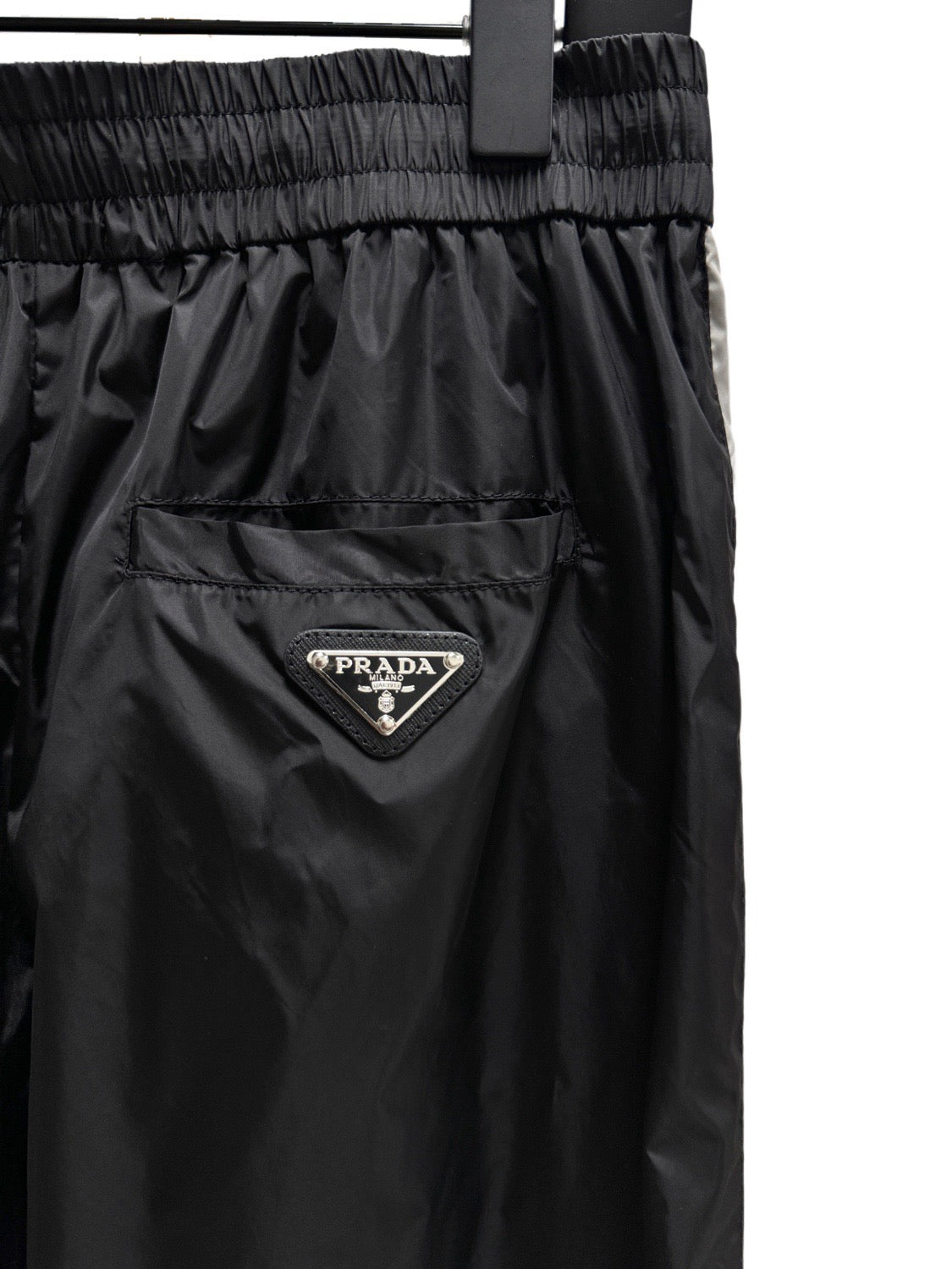 Black Nylon Side Stripe Joggers - Men's