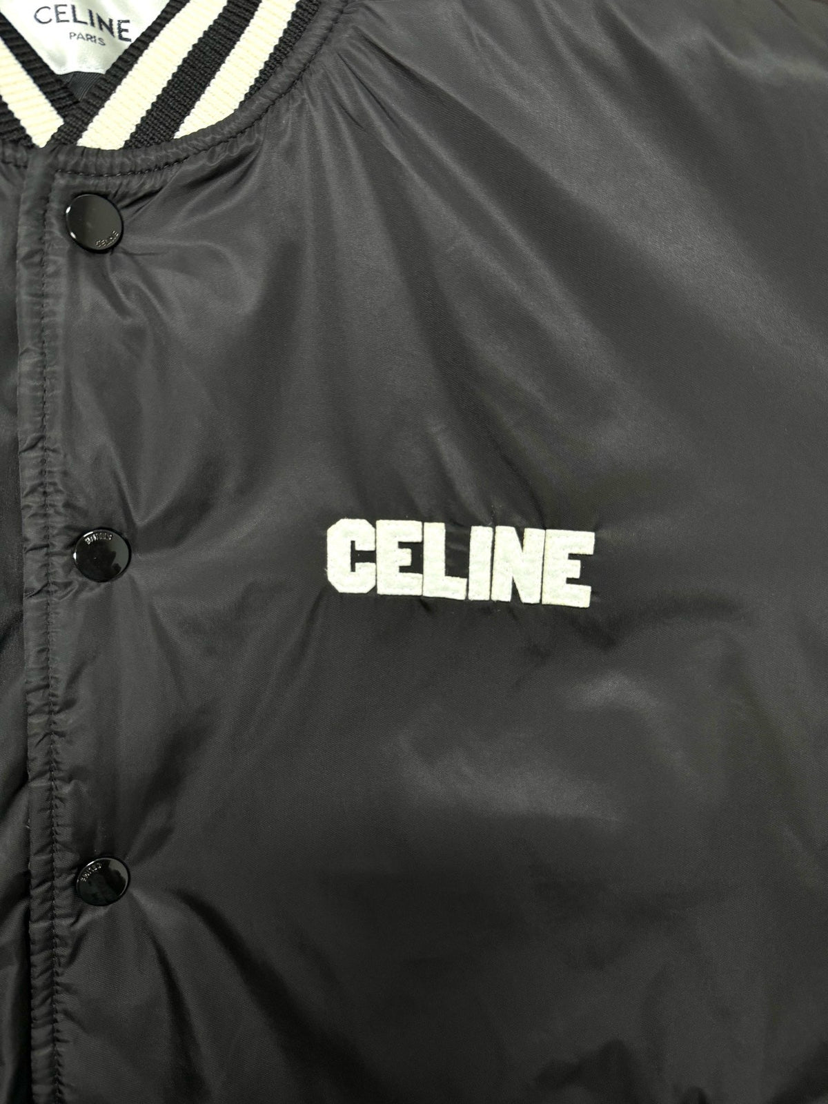 Black Satin Striped Trim Bomber - Men's