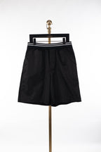 Black Jersey Striped Waist Drawstring - Men's