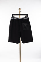 Black Jersey Striped Waist Drawstring - Men's