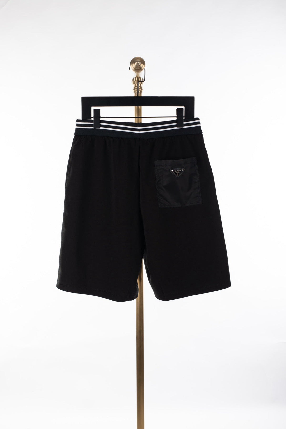 Black Jersey Striped Waist Drawstring - Men's