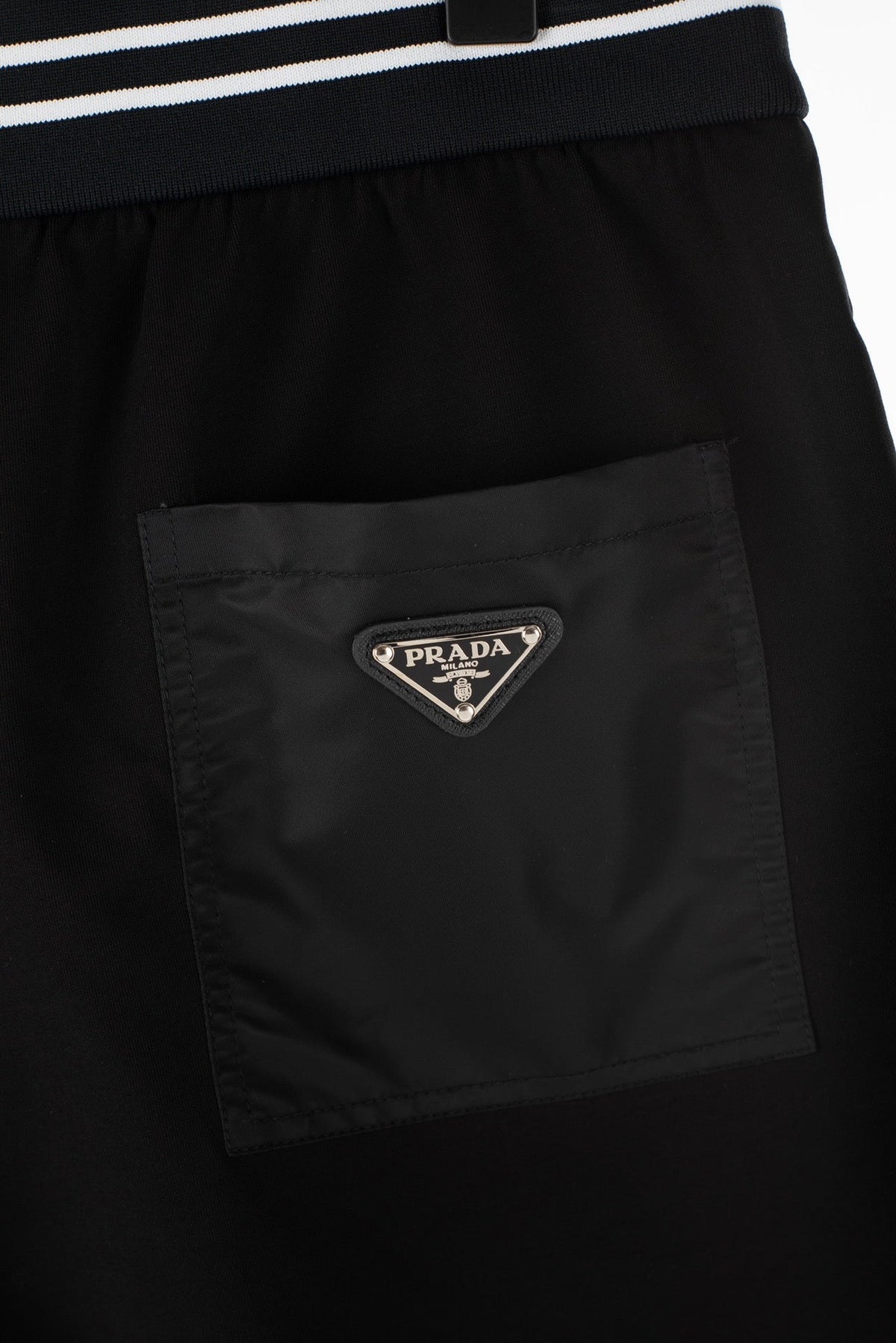 Black Jersey Striped Waist Drawstring - Men's