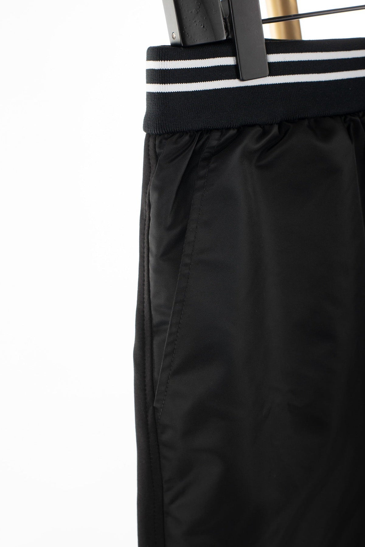 Black Jersey Striped Waist Drawstring - Men's