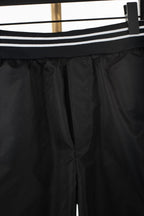 Black Jersey Striped Waist Drawstring - Men's