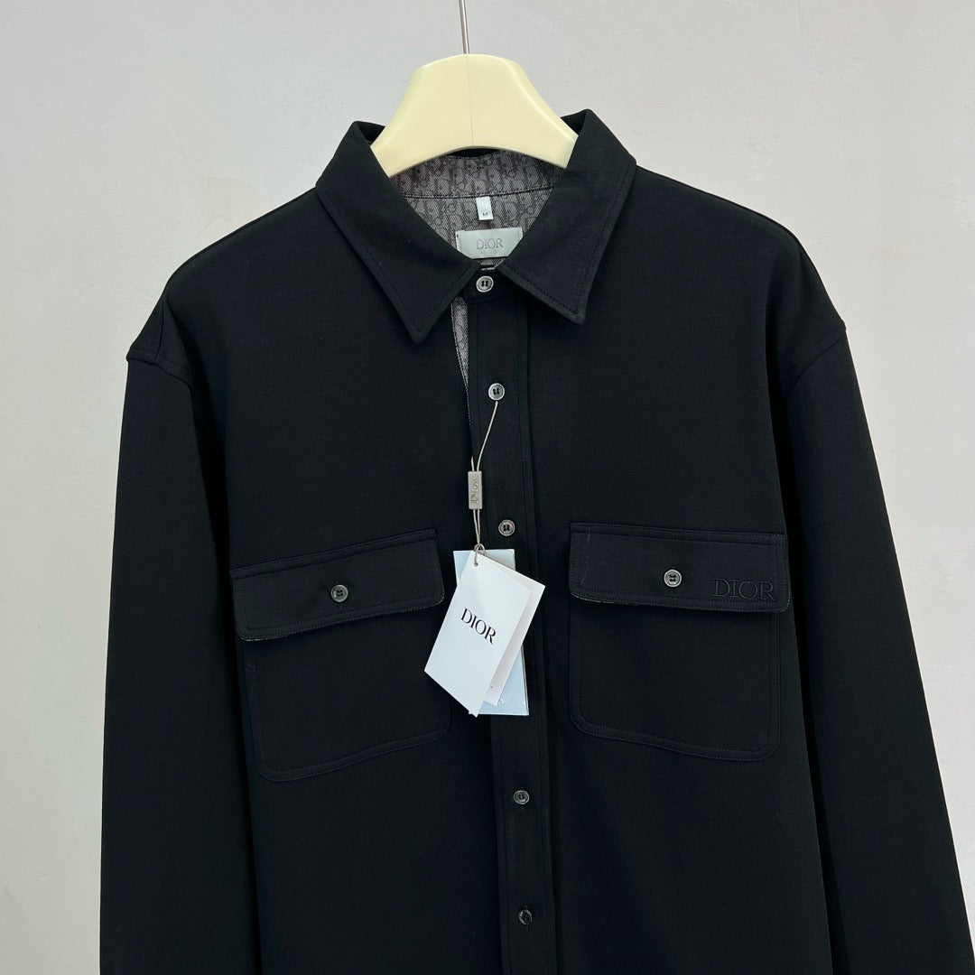 Schwarzes Baumwoll-Übershirt mit Pattentaschen – Herren