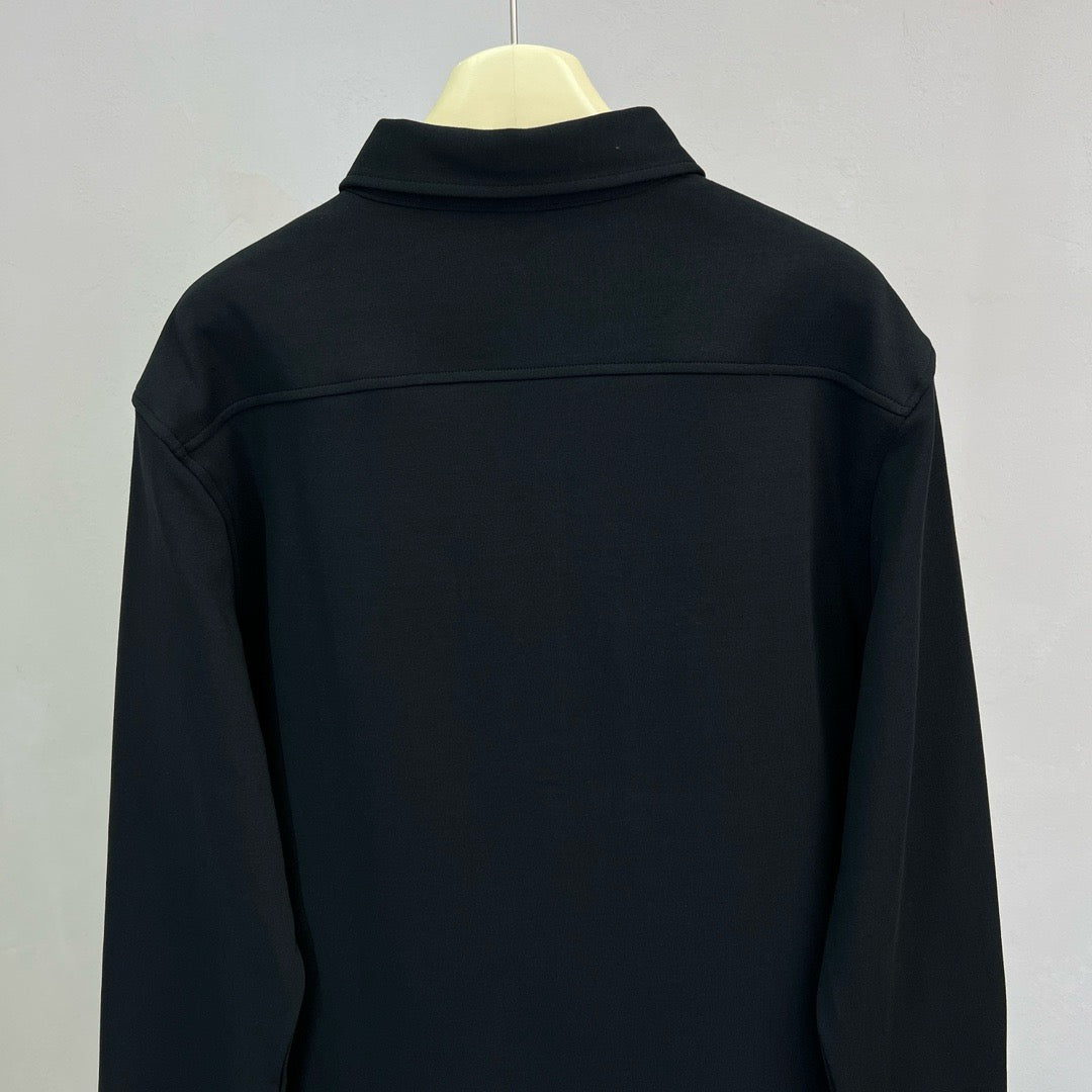Schwarzes Baumwoll-Übershirt mit Pattentaschen – Herren