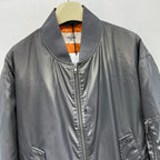 Graue Satin-Bomberjacke – Herren