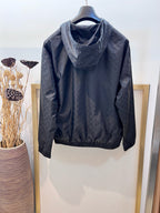Schwarz Nylon Gesteppt Kapuze - Herren