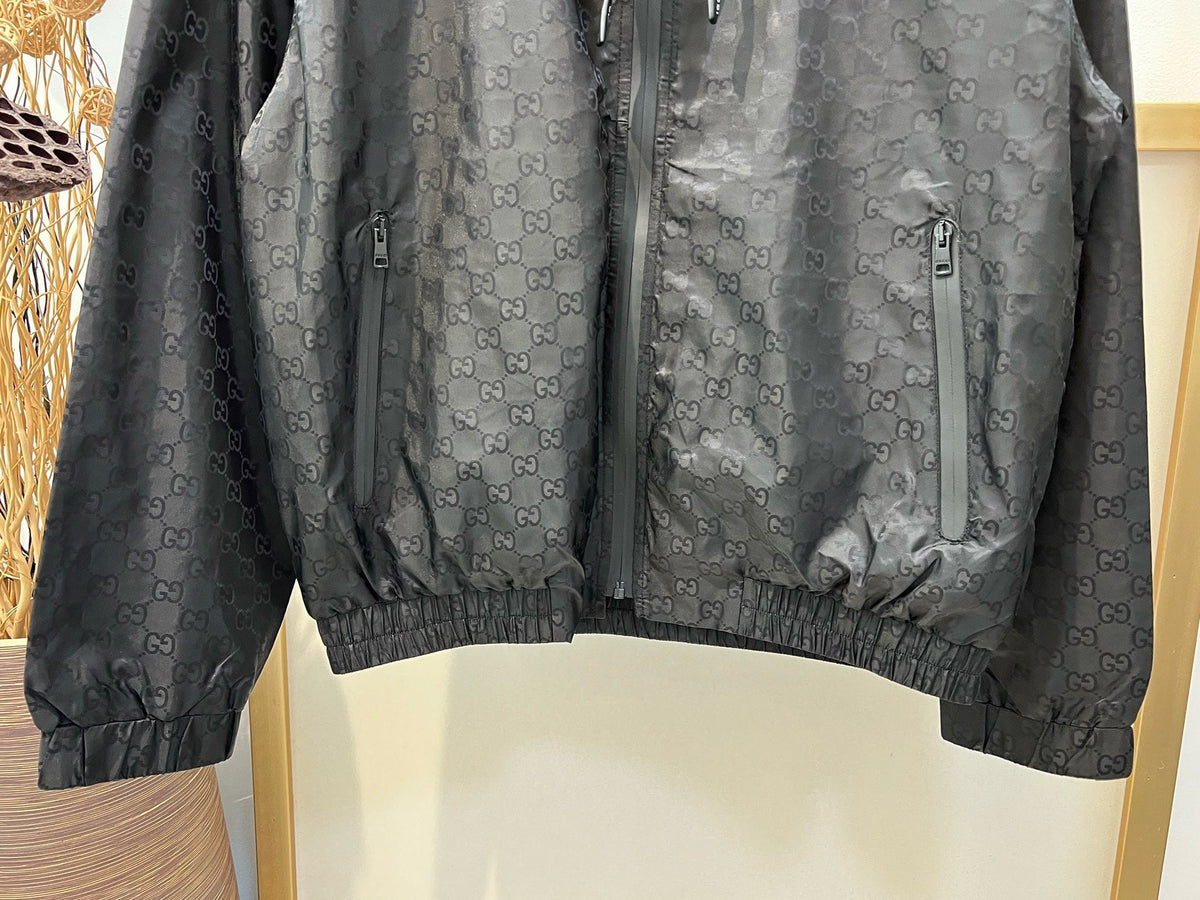 Schwarz Nylon Gesteppt Kapuze - Herren