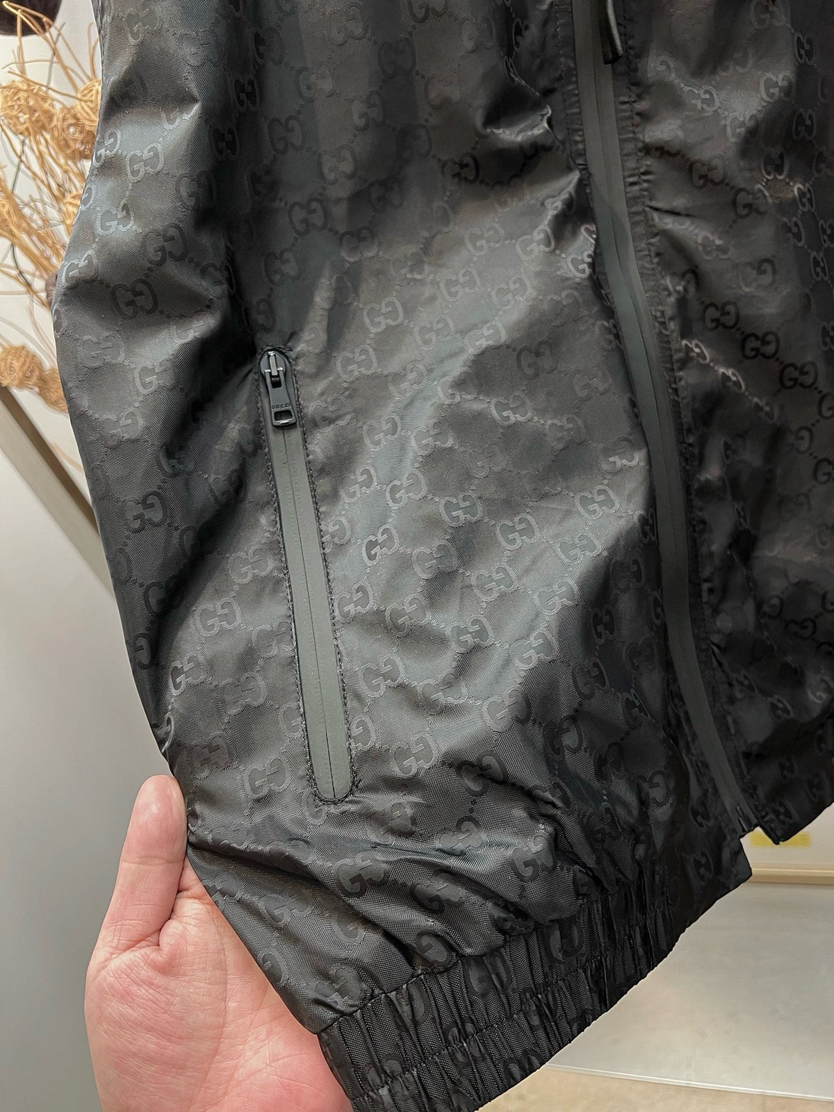 Schwarz Nylon Gesteppt Kapuze - Herren