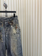 Blue Denim Painted Wide-Leg – Herren