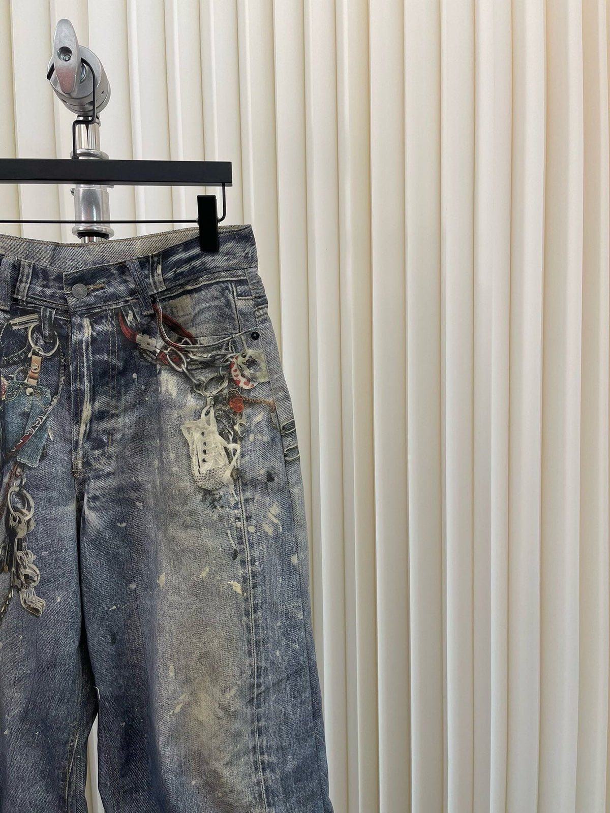 Blue Denim Painted Wide-Leg - Men's