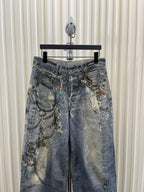 Blue Denim Painted Wide-Leg – Herren