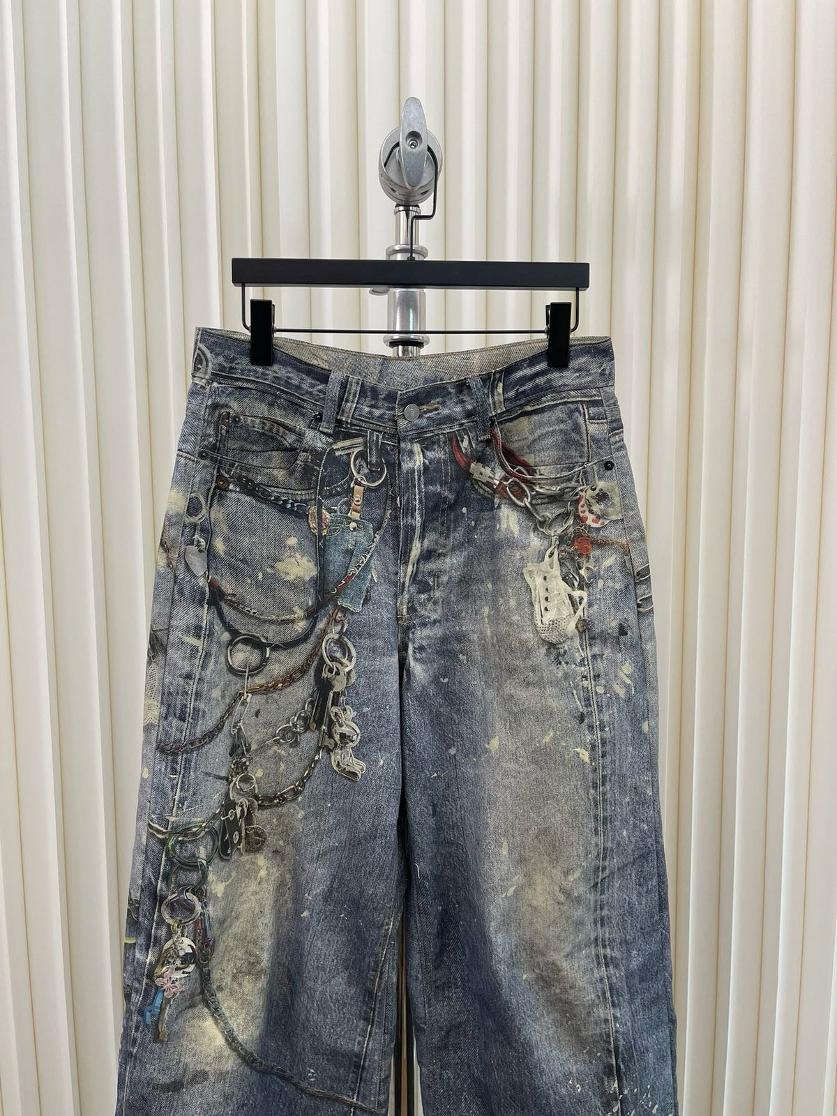 Blue Denim Painted Wide-Leg - Men's