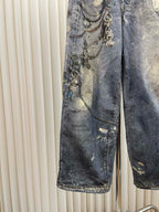 Blue Denim Painted Wide-Leg – Herren