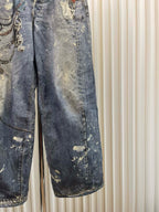 Blue Denim Painted Wide-Leg – Herren