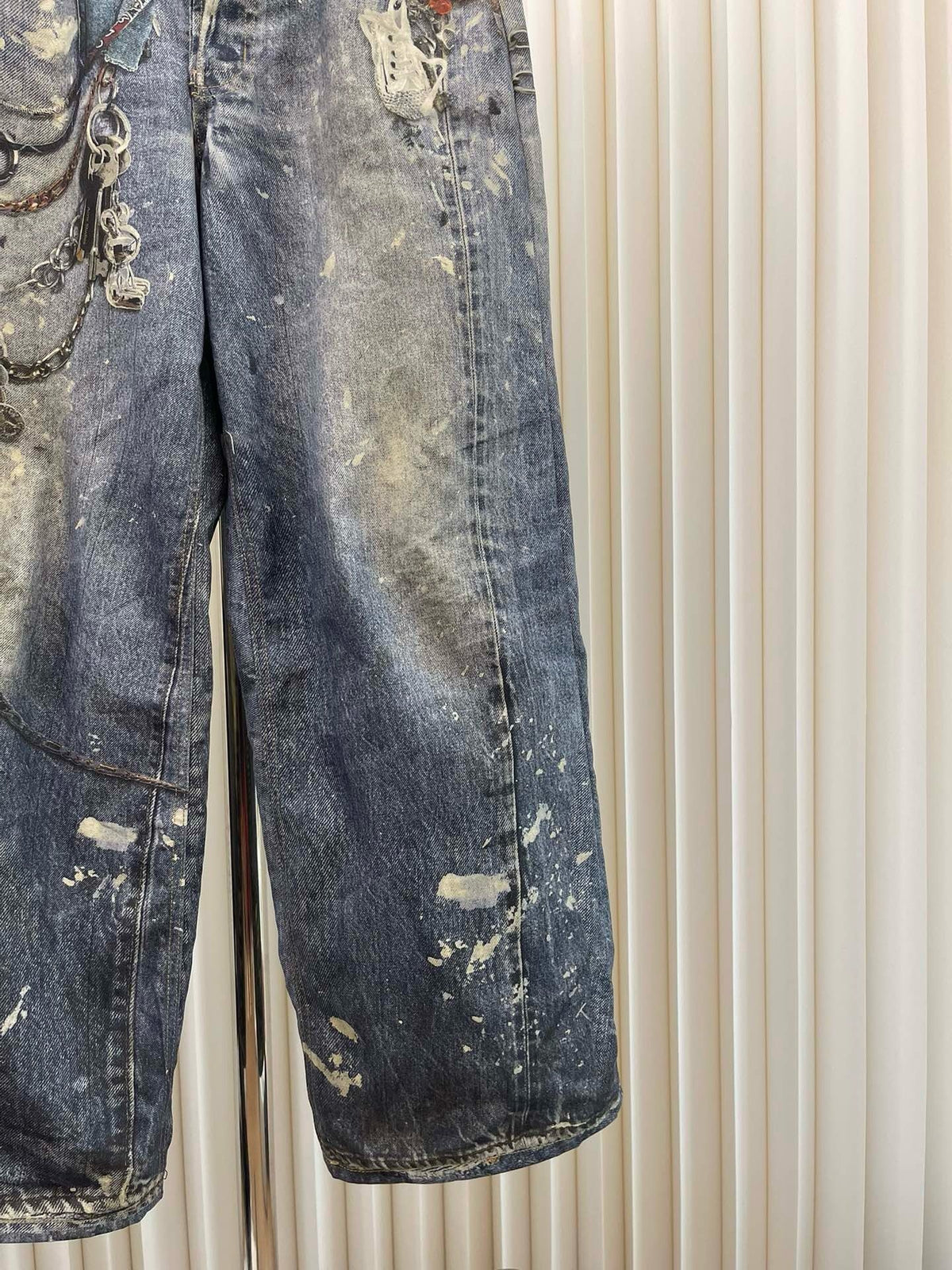 Blue Denim Painted Wide-Leg – Herren