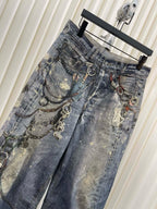 Blue Denim Painted Wide-Leg – Herren