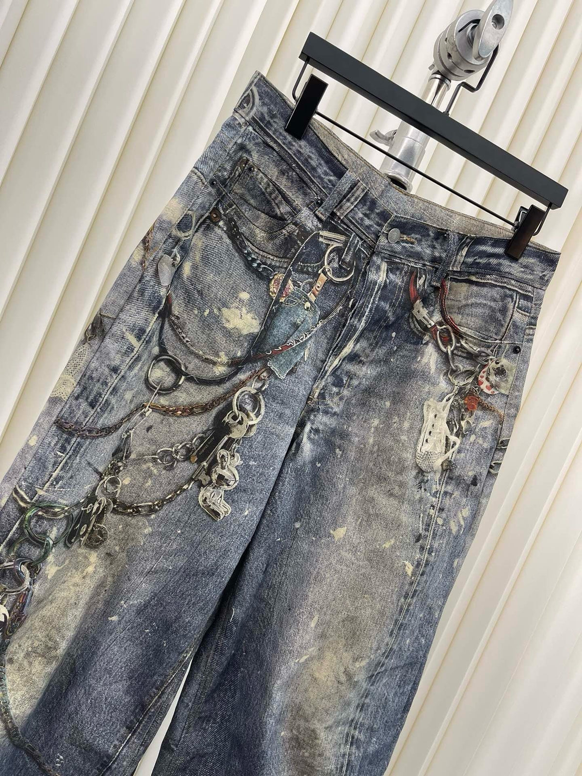 Blue Denim Painted Wide-Leg – Herren