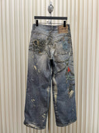Blue Denim Painted Wide-Leg – Herren