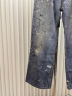Blue Denim Splattered Wide-Leg - Men's