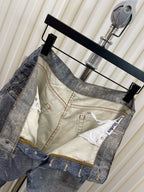 Blue Denim Splattered Wide-Leg - Men's