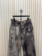 Braune Jeans mit Schlammwäsche und weitem Bein – Herren