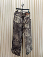Braune Jeans mit Schlammwäsche und weitem Bein – Herren