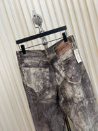 Braune Jeans mit Schlammwäsche und weitem Bein – Herren
