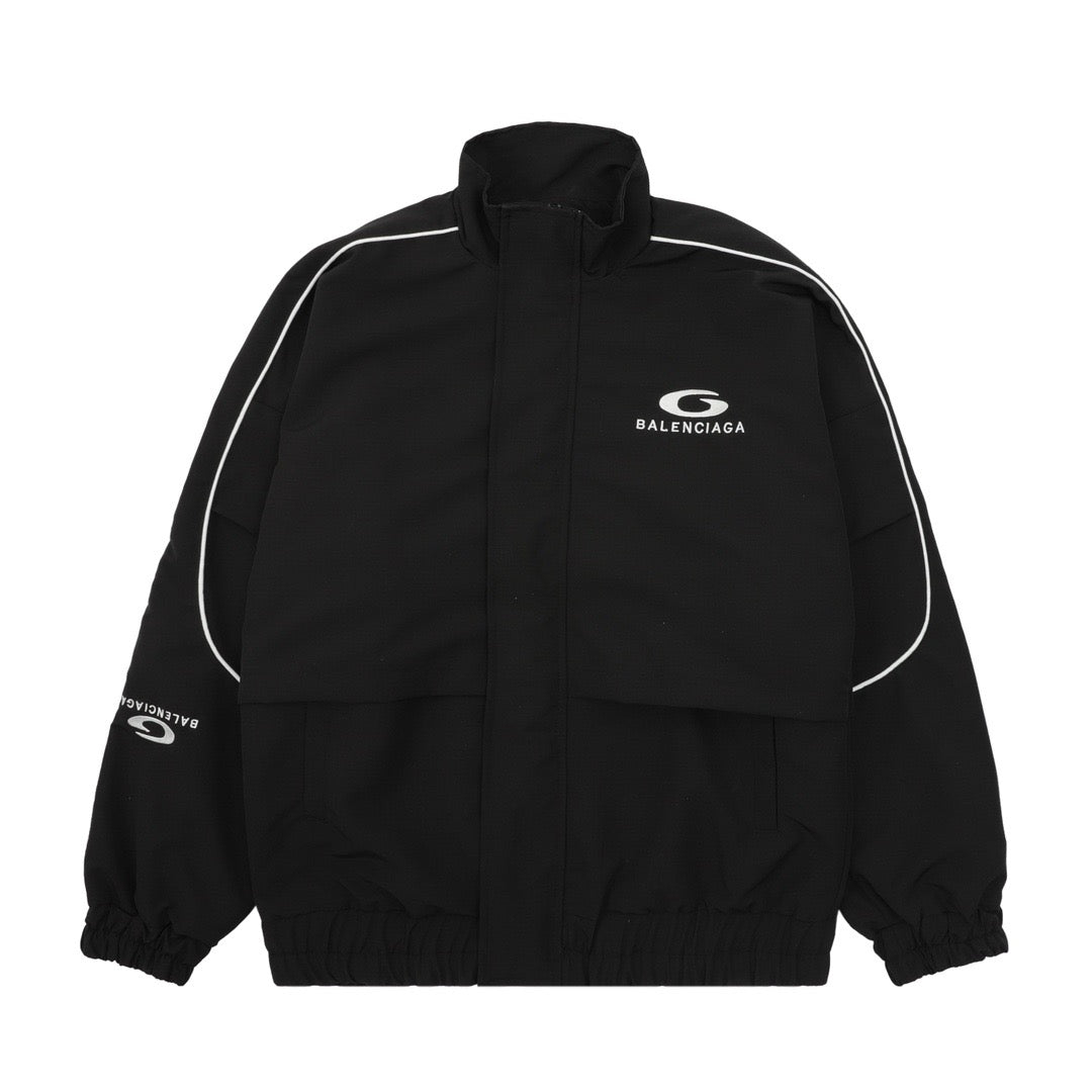 Cremefarbener Trainingsanzug aus Nylon mit Paspelierung – Herren